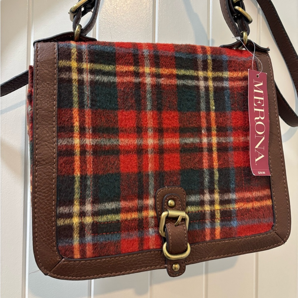 Merona Plaid Wool Cross Body Bag - Picture 2 of 7